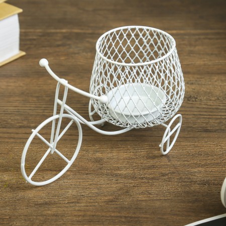 Summary Metal 1 Candle "Bicycle" White 8.5x15x8 cm