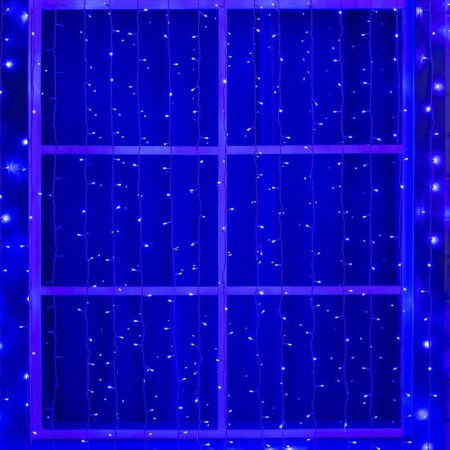Garland "Curtain" 2 × 9 m, IP44, UMS, white thread, 1800 LED, glow blue, 220 V