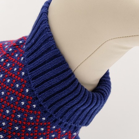 Sweater knitted with the ornament "Deer", Size L (DS 26, OG 32-42, Osh 22-32 cm), Blue-3