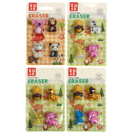 Set of curly erasers "animals", 4 pieces, mix