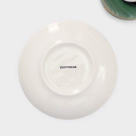 Service Porcelain Tea shade "Malachite box", 12 items: 6 cups 250 ml, 6 saucer d = 15 cm, green color-6