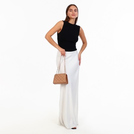 Female bag, zipper clutch, beige color-5