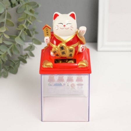 Plastic Plastic "White Mani-Neko in the Red Red robe" 8x8x8.2 cm-3