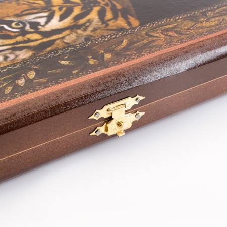 Backgammon "lion and tiger", wooden board 50 x 50 cm, with a field for playing checkers-4