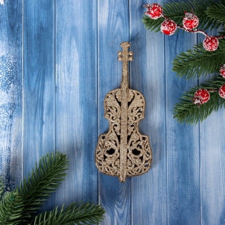 Christmas tree decoration "Cello Glitter" 15x6.5 cm, gold
