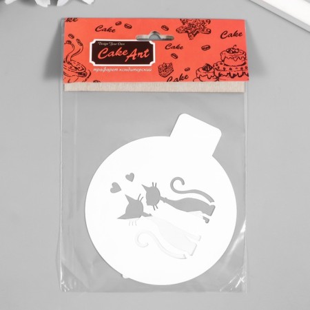 Plastic stencil "Cat and cat" 10x10 cm-2