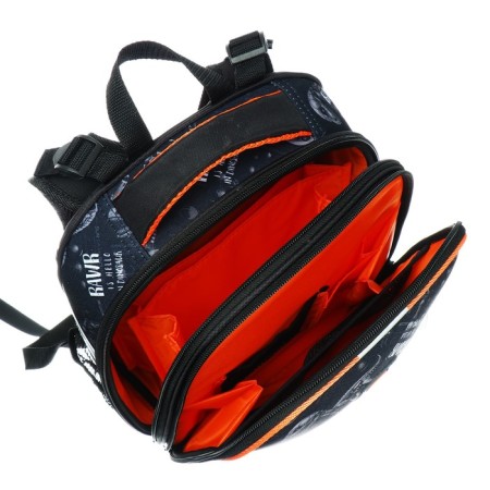 School backpack 38 x 30 x 16 cm, ergonomic back, Stavia "dinosaur 2", black-7