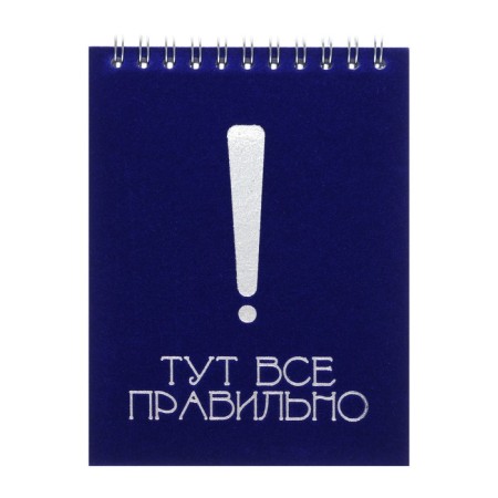 Notepad A6, 90 sheets, on the crest in a cage, blue, cover of flocked cardboard, foil embossing, an offset block 70g/m2