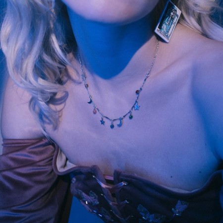 Choker "crescent" phases of the moon, colored in silver, 35 cm-7