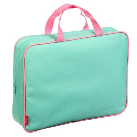 Folder with handles textile A4, 350 x 265 x 80 mm, PMD 4-42, "office", mint/purple/pink (handle)-1
