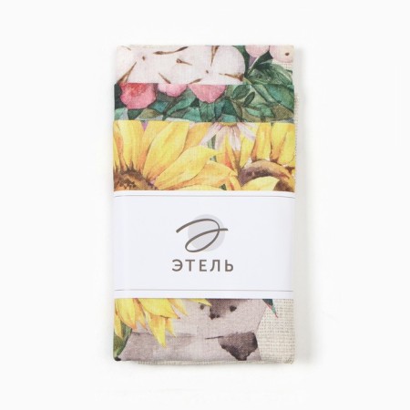Set of towels Ethel "Bouquets" 45x70cm - 3 pcs, reps 167g/m2, cotton-7