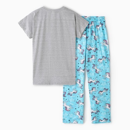 Home female "Unicorn" (T -shirt/Pants), Gray/Blue color, size 48-13