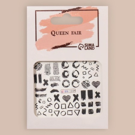 Slider-design for nails "Creative mess", packing 6 pcs, black color-2