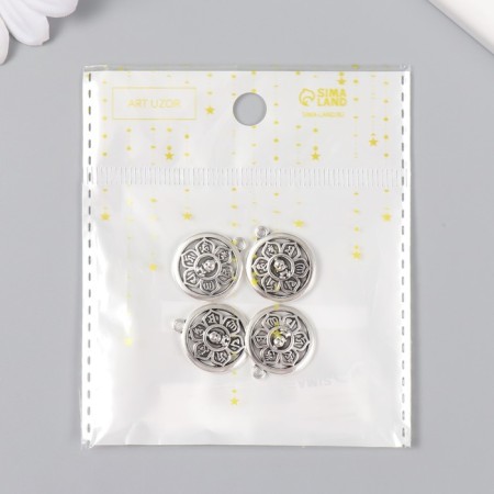Decor for creativity Metal "Buddha in Flower" silver 1.9x1.6 cm-2