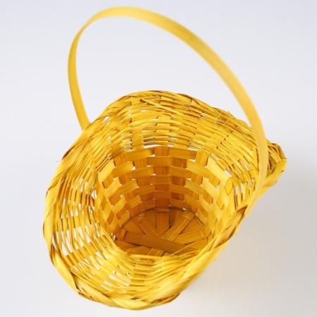 Wicker basket, bamboo, yellow, with a bend, (hat)-3