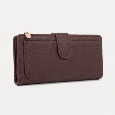 Women's wallet on the button, brown color