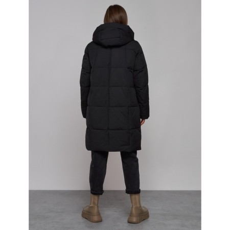 Coat insulated winter female, size 50, black color-3