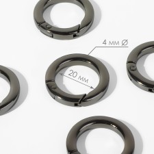 Carabin ring is flat, d = 20/28 mm, thickness - 4 mm, 5 pcs, black nickel color