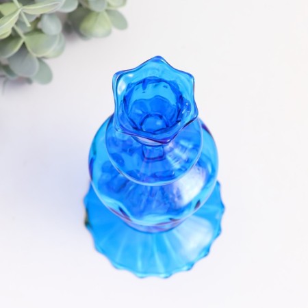 Glass of Glass for 1 candle "wave" transparent blue9x9x21 cm-1