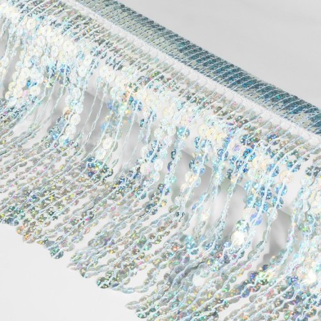 Braid with sequins "fringe", with holography, d = 6 mm, 16 cm, 4.5 ± 0.5 m, silver color-1