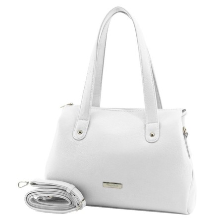 Female bag, artificial leather, white 35x8x24 cm