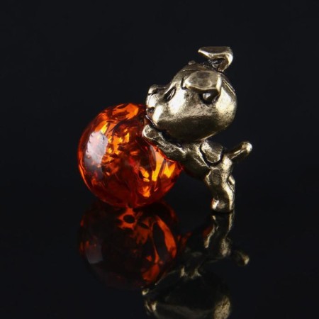 Souvenir "Dog", brass, amber resin, 2.9x1.5x2.0 cm-1