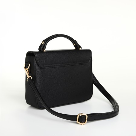 Women's bag on the valve, Textura, small size, black color-4