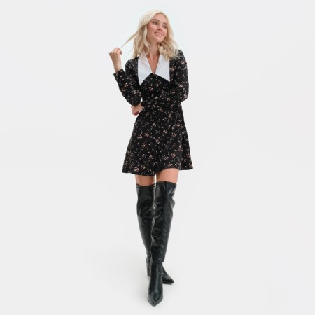 Women's dress with collar Mist p. 48, black-3