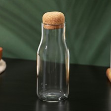 Glass bottle for sauce and oil with a cork cover Bellatenero 