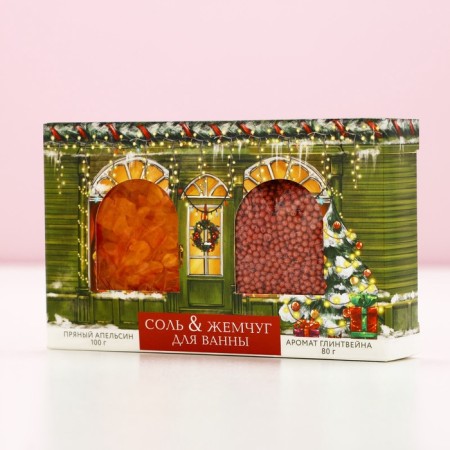 Gift set of cosmetics "Christmas Stories", bath salt and bath pearls, pure happiness-3