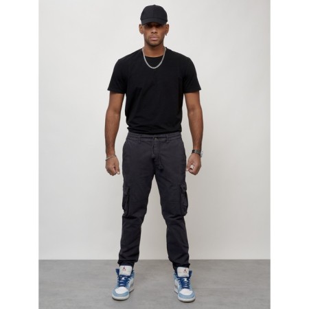 Cargo jeans male, size 50-52, dark gray color