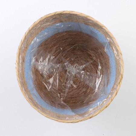 Kashpo wicker "Namibia", 25.5x25.5x23 cm, natural, blue-4