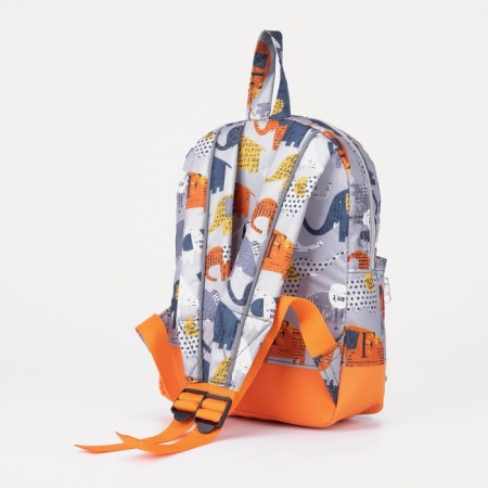 Baby backpack with zipper, external pocket, reflective strip, gray color-1