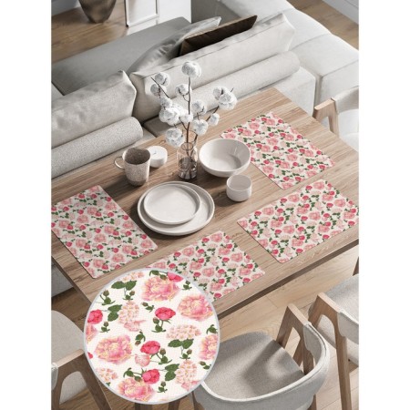 A set of napkins for setting the Table of Flowers, rectangular, rounded edges, size 30x46 cm, 4 pcs-1