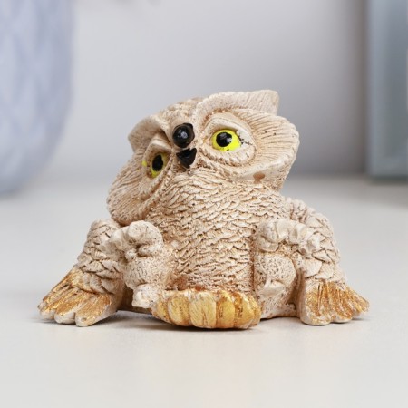 Figure "Owl sits" beige, 5x7x5cm-1