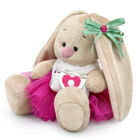 Soft toy "Bunny Mi", in a fur collar and skirt, 15 cm-1