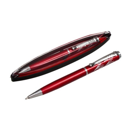 Gift handle, ballpoint, in a plastic case, rotary, "Francoise", burgundy-silver-1