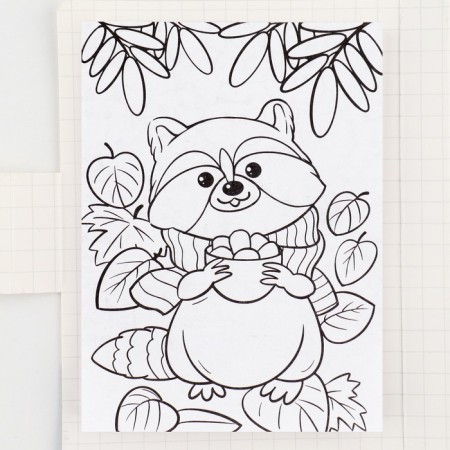 Set in a postcard: a tear -off block with tasks and pencils "Raccoon"-4
