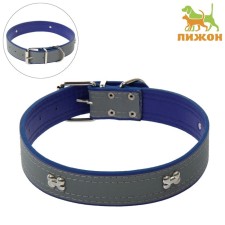 The collar is wide with bones, reflective, 66 x 3.5 cm, Osh 48-58 cm, blue
