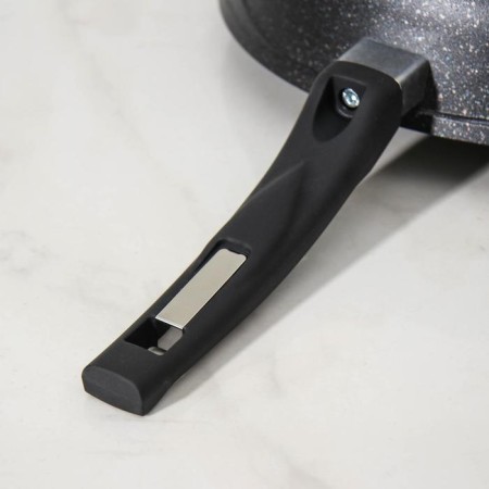 Frying pan “Granite Star”, D = 30 cm, plastic handle, glass cover, anti -stick coating, black color-4