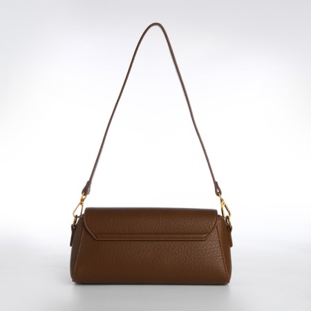 Bag Women's Messenger on the Textura valve, medium size, dark brown color-1
