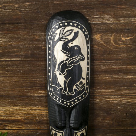 Mask Wall tree "Aboriginal with a standing elephant" 3x12x50 cm-2