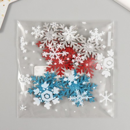 Decor for creativity "Color Snowflakes" 3x3 cm on a glue basis (set 12 pcs) mix-3