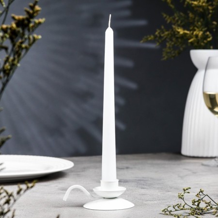 Retro candlestick metal per 1 candle, 10x4 cm, white