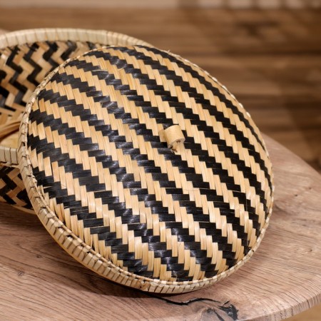 VAZ with a lid weaved, from bamboo 22x22x14 cm-3