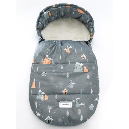 Winter fur “mountain” envelope, size 85 cm, gray color-3