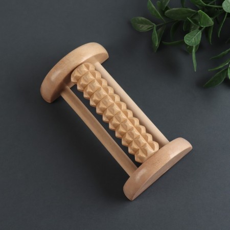 Foot massage with spikes, wooden, roller, 1 row, 14.5 × 7.8 × 4.5 cm-4