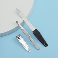 Manicure set, 3 objects, black color/silver