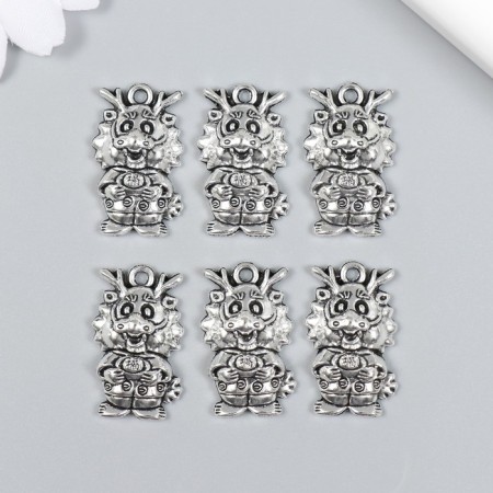 Decor for creativity Metal "Dragon" set 6 pcs silver 1.6x2.7 cm-2