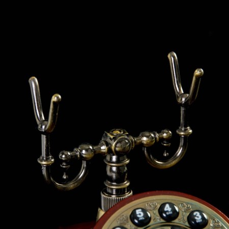 Retro telephone with a drawer, dark tree, 16x23x25 cm-8